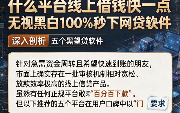 什么平台线上借钱快一点,深入剖析五个无视黑白100%秒下网贷软件