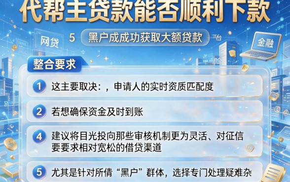 代帮主贷款能否顺利下款,整合5个黑户成功获取大额贷款的平台