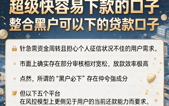 超级快容易下款的口子，整合5个黑户可以下的贷款口子