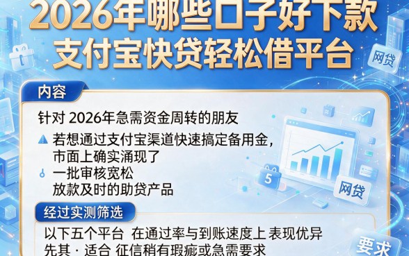 2026年哪些口子好下款,理出5个支付宝快贷轻松借平台