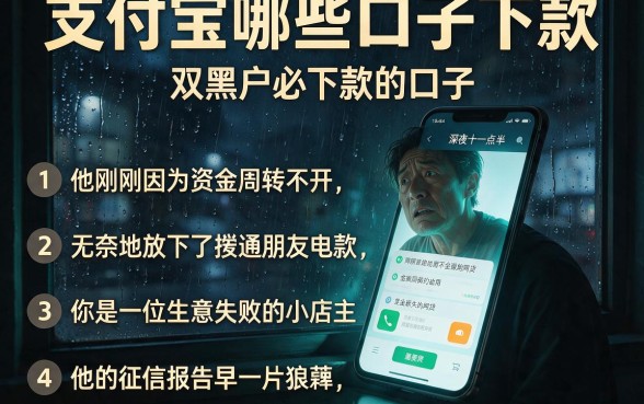 支付宝哪些口子下款,条列五个双黑户必下款的口子
