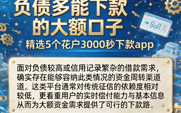 负债多能下款的大额口子,精选5个花户3000秒下款app