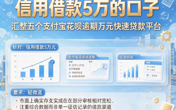 信用借款5万的口子,汇整五个支付宝花呗逾期万元快速贷款平台