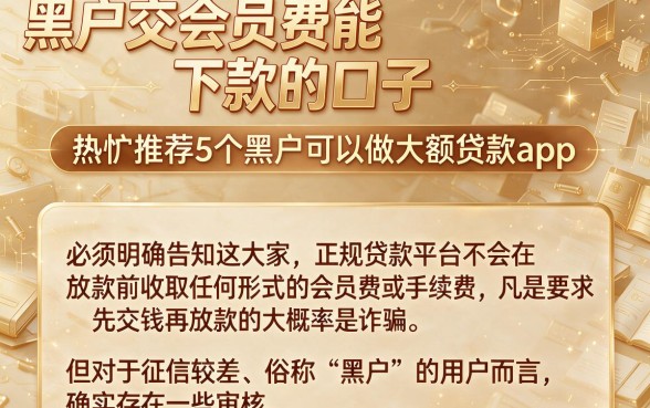 黑户交会员费能下款的口子，热忱推荐5个黑户可以做大额贷款app