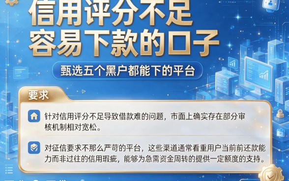 信用评分不足容易下款的口子，甄选五个黑户都能下的平台