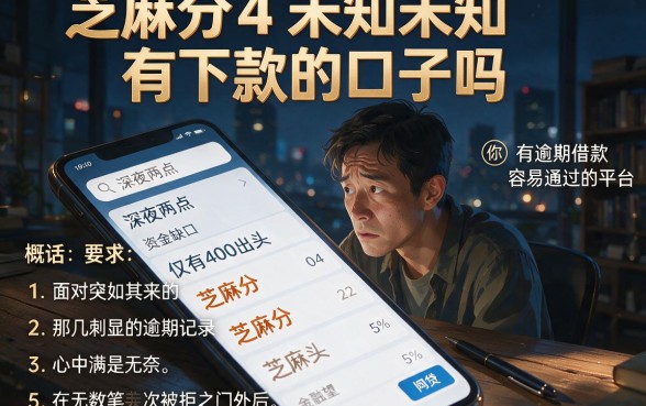 芝麻分4未知未知有下款的口子吗,概括五个有逾期借款容易通过的平台