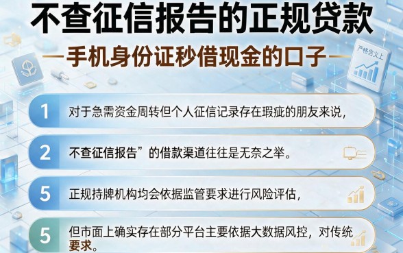 不查征信报告的正规贷款，条列5个手机身份证秒借现金的口子