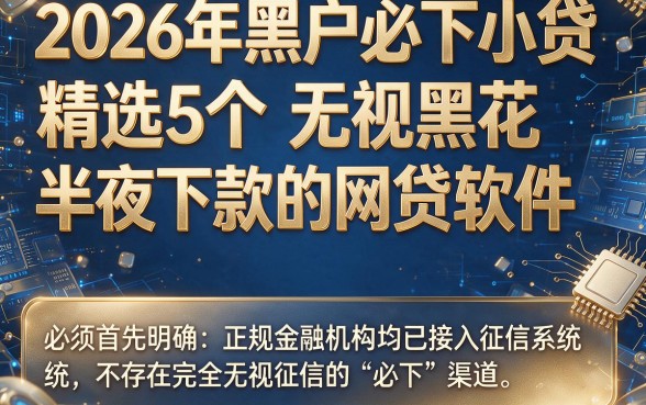 2026年黑户必下小贷,精选5个无视黑花半夜下款的网贷软件
