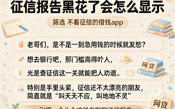 征信报告黑花了会怎么显示,筛选五个不看征信的借钱app