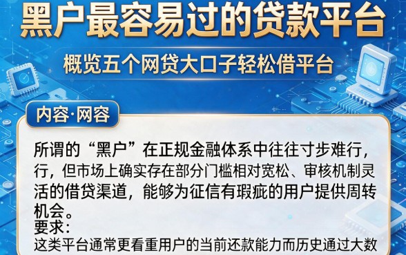 黑户最容易过的贷款平台，概览五个网贷大口子轻松借平台