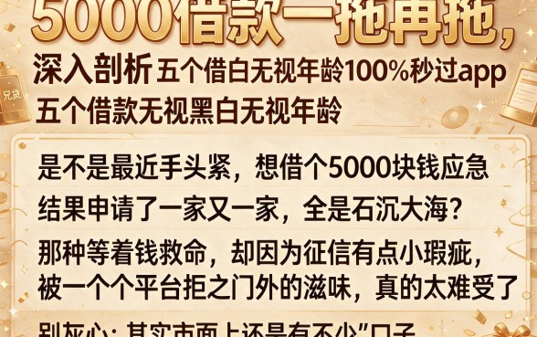 5000借款一拖再拖,深入剖析五个借款无视黑白无视年龄100%秒过app