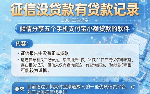 征信没贷款有贷款记录,倾情分享五个手机支付宝小额贷款的软件
