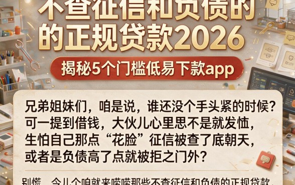 不查征信和负债的正规贷款2026，揭秘5个门槛低易下款app