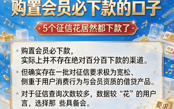 购置会员必下款的口子，详细阐述5个征信花居然都下款了的平台