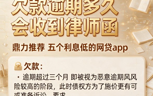 欠款逾期多久会收到律师函,鼎力推荐五个利息低的网贷app