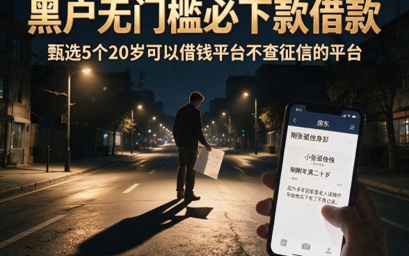 黑户无门槛必下款借款，甄选5个20岁可以借钱平台不查征信的平台
