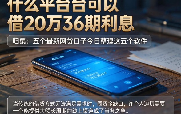 什么平台可以借20万36期利息，归集五个最新网贷口子今日整理这五个软件