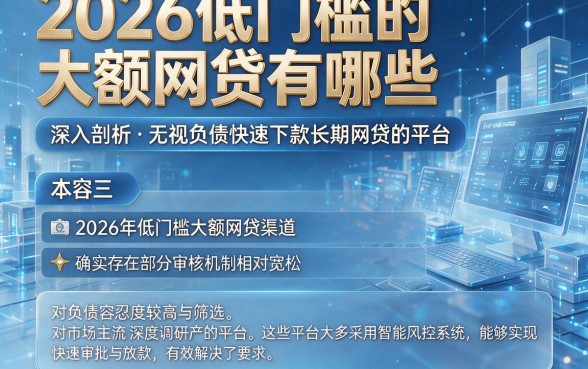 2026低门槛的大额网贷有哪些,深入剖析五个无视负债快速下款长期网贷的平台