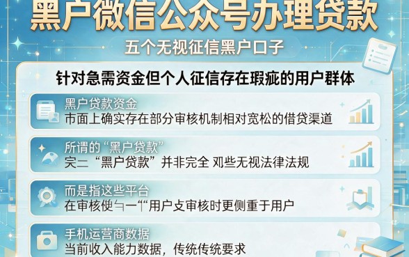 黑户微信公众号办理贷款,详尽说明五个无视征信黑户口子