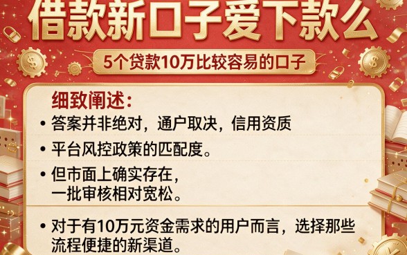 借款新口子爱下款么，细致阐述5个贷款10万比较容易的口子