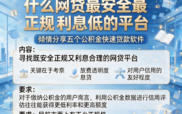 什么网贷最安全最正规利息低的平台,倾情分享五个公积金快速贷款软件