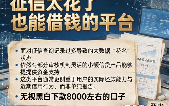征信太花了也能借钱的平台，详细阐述5个无视黑白下款8000左右的口子