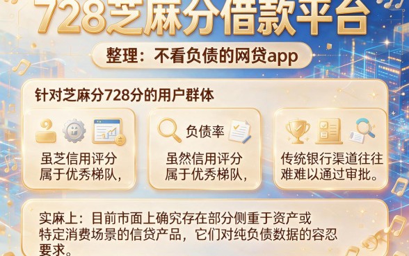 728芝麻分借款平台，整理5个不看负债的网贷app