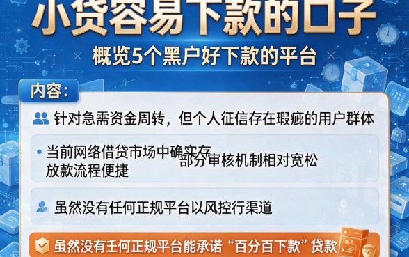 小贷容易下款的口子，概览5个黑户好下款的平台