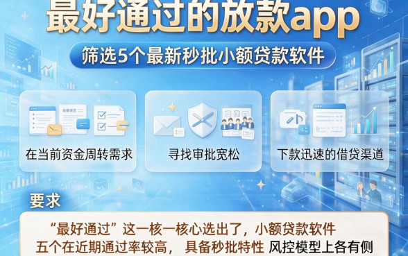 最好通过的放款app，筛选5个最新秒批小额贷款软件