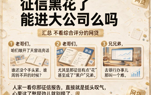 征信黑花了能进大公司么吗,汇总五个不看综合评分的网贷