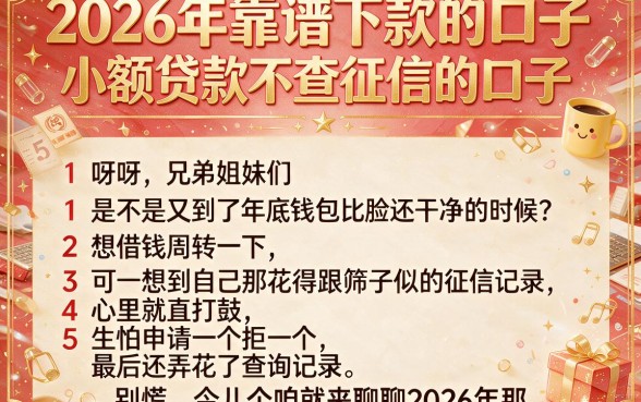 2026年靠谱下款的口子，罗列五个小额贷款不查征信的口子