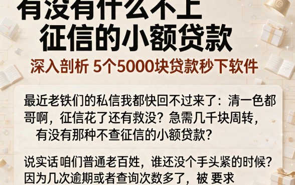 有没有什么不上征信的小额贷款，深入剖析5个5000块贷款秒下软件
