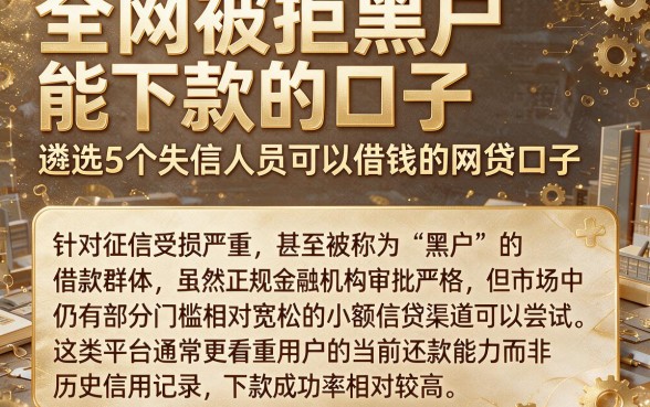 全网被拒黑户能下款的口子,遴选5个失信人员可以借钱的网贷口子