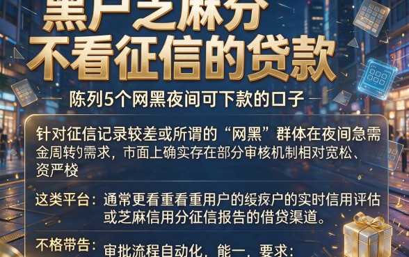 黑户芝麻分不看征信的贷款,陈列5个网黑夜间可下款的口子