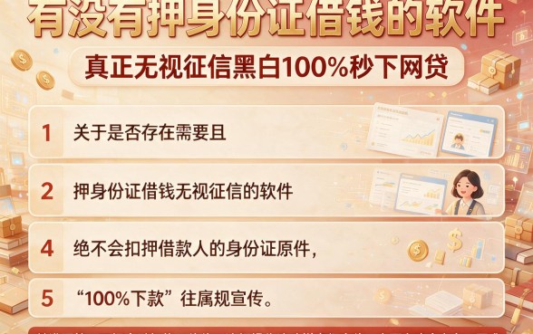 有没有押身份证借钱的软件，整理五个真正无视征信黑白100%秒下网贷