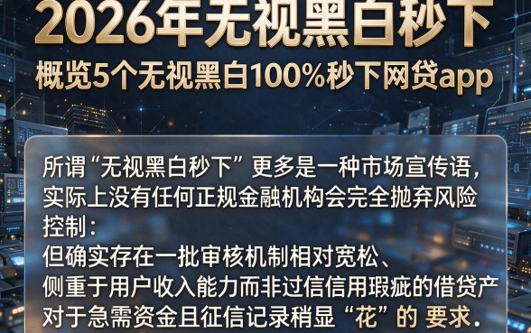 2026年无视黑白秒下,概览5个无视黑白100%秒下网贷app