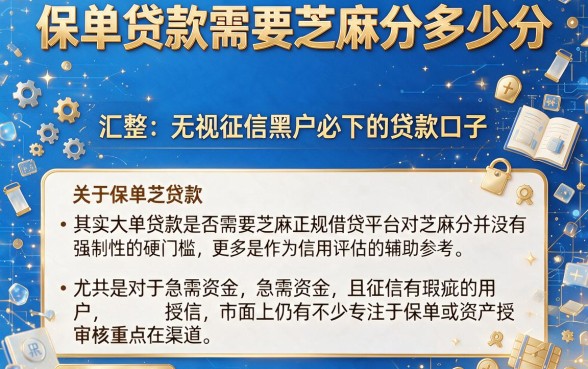 保单贷款需要芝麻分多少分,汇整五个无视征信黑户必下的贷款口子