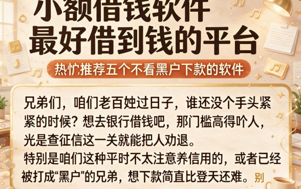 小额借钱软件最好借到钱的平台,热忱推荐五个不看黑户下款的软件