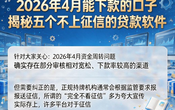 2026年4月能下款的口子,揭秘五个不上征信的贷款软件