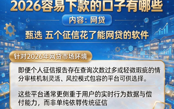 2026容易下款的口子有哪些，甄选五个征信花了能网贷的软件