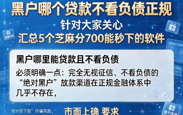 黑户哪个贷款不看负债正规,汇总5个芝麻分700能秒下的软件