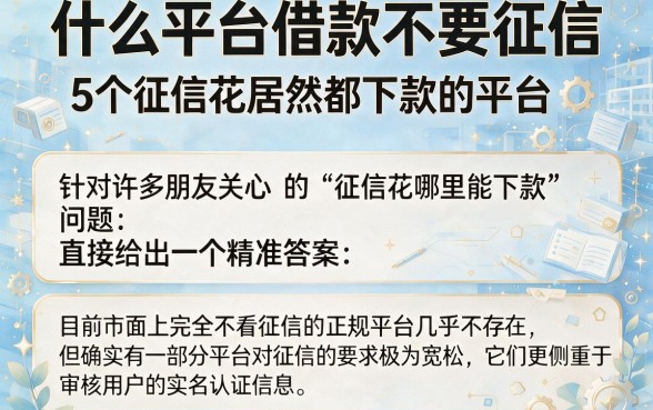 什么平台借款不要征信，概括5个征信花居然都下款的平台