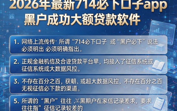 2026年最新714必下口子app，详尽说明五个黑户成功获取大额贷款的软件