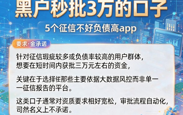 黑户秒批3万的口子,详细阐述5个征信不好负债高的app