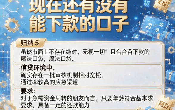 现在还有没有能下款的口子,归纳5个无视一切是人就下款的软件