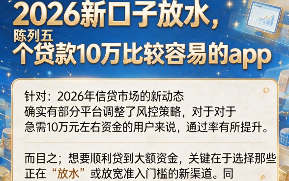 2026新口子放水,陈列五个贷款10万比较容易的app