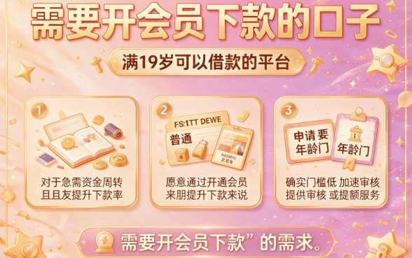 需要开会员下款的口子，概括5个满19岁可以借款的平台