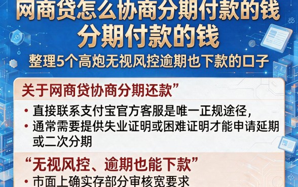 网商贷怎么协商分期付款的钱,整理5个高炮无视风控逾期也下款的口子
