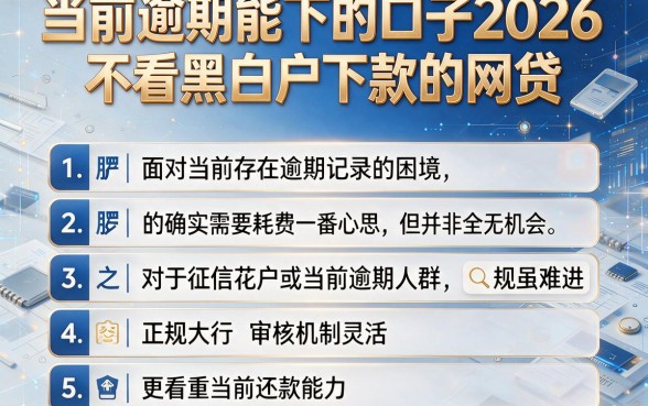 当前逾期能下的口子2026,胪列五个不看黑白户下款的网贷