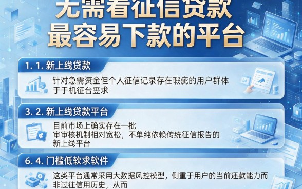 无需看征信贷款最容易下款的平台，详细阐述五个新上线贷款平台门槛低软件